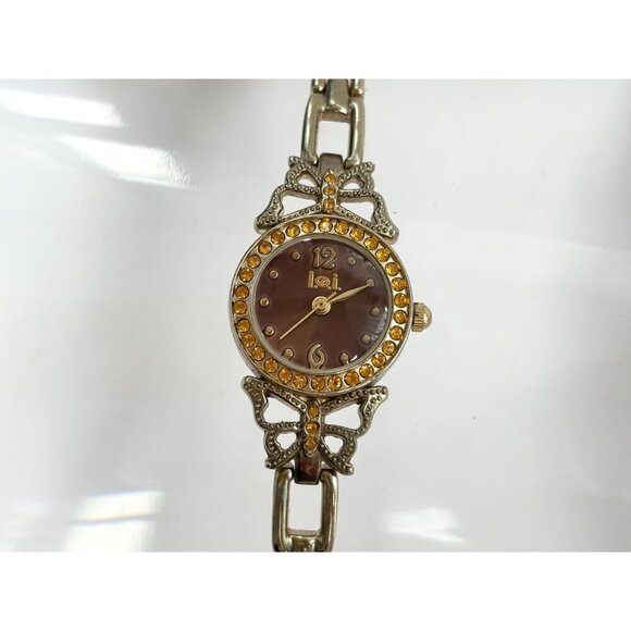 L.E.I. Butterfly 90's Rhinestoned Vintage Women's Wristwatch - 15 mm - WORKS! - Picture 4 of 10
